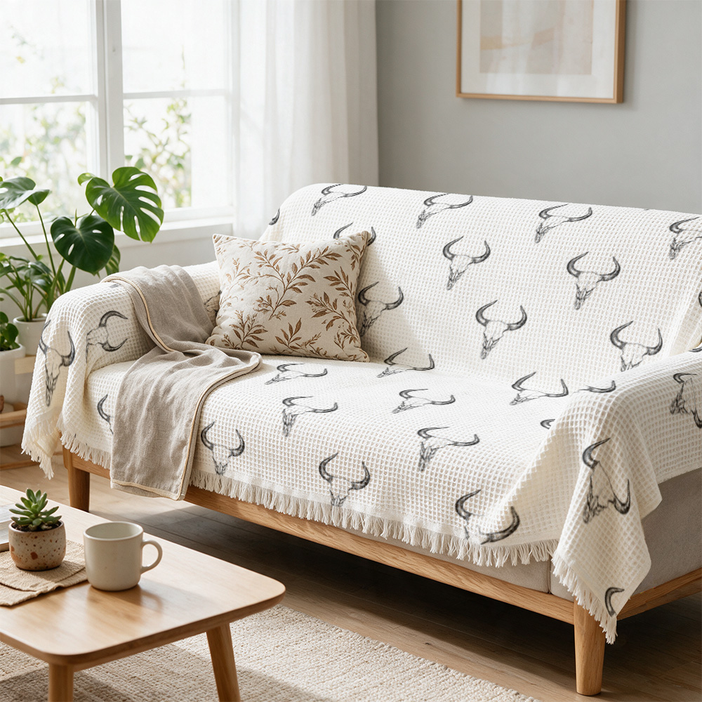 Neutral Throw Blanket - Manta Decorativa Luxuosa Boho com Estampa
