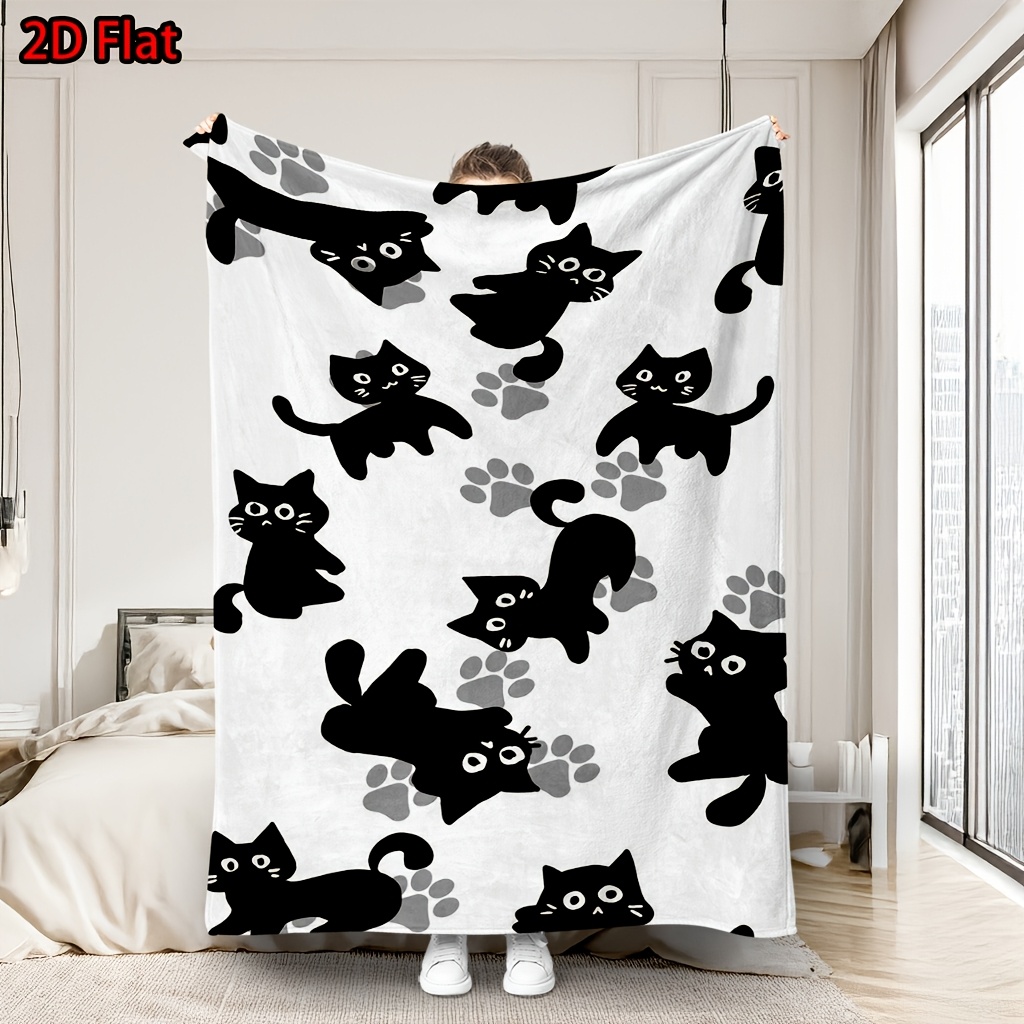 Home Xmas Decor Ideas - Manta com Estampa de Gato Fofo,