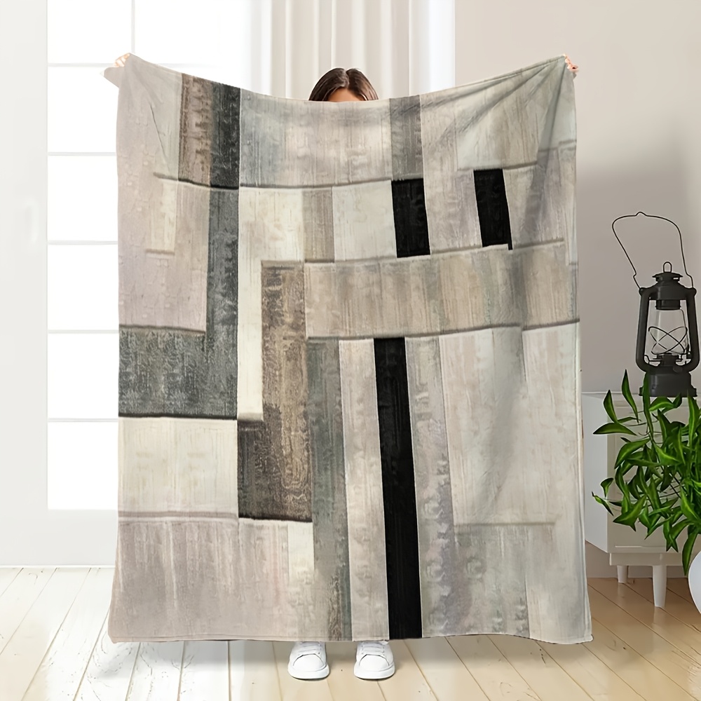 Neutral Throw Blanket - Cobertor de Flanela de Poliéster Luxuoso