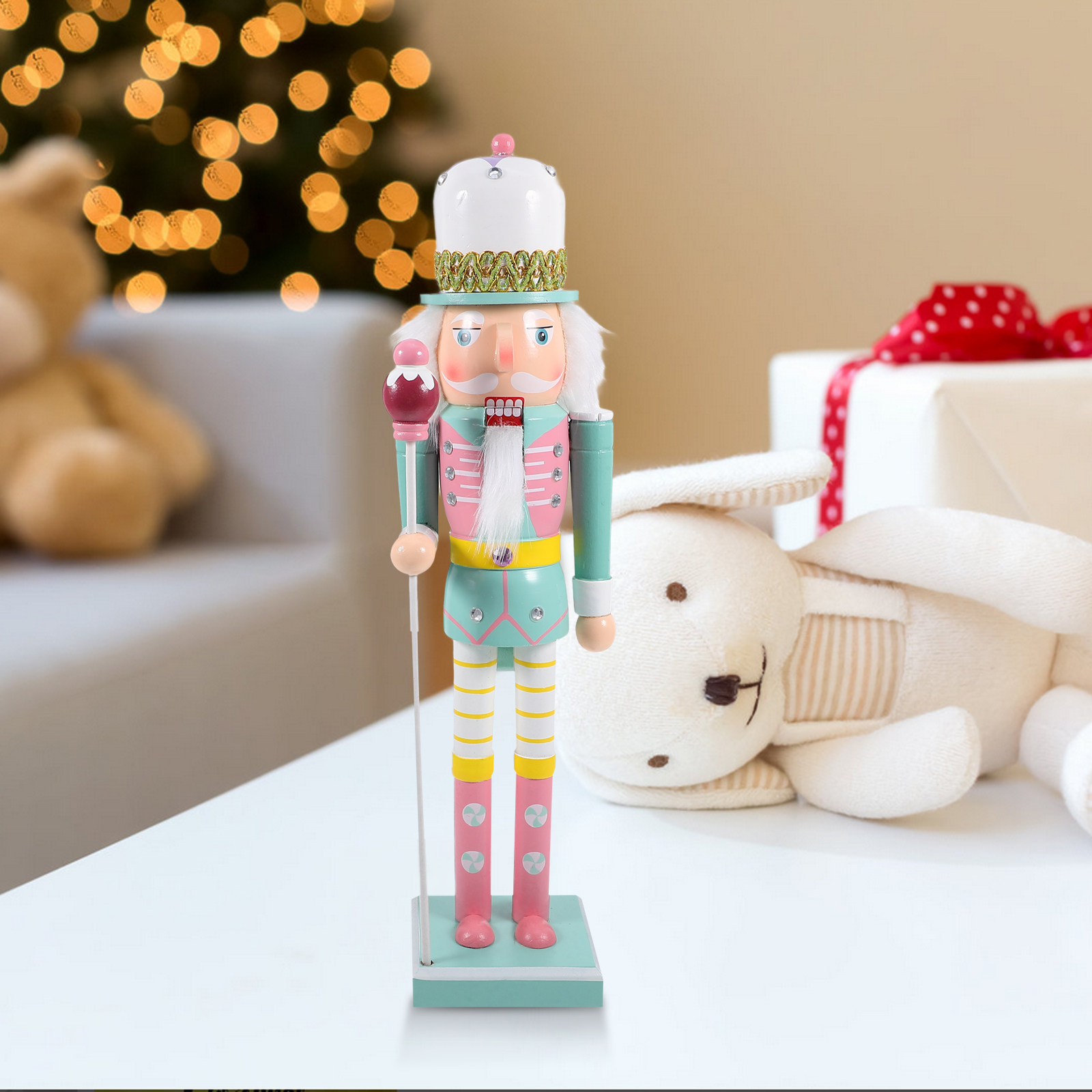 Home Decor Xmas Gifts - Ornamento de Quebra-Nozes de Madeira, Decoração