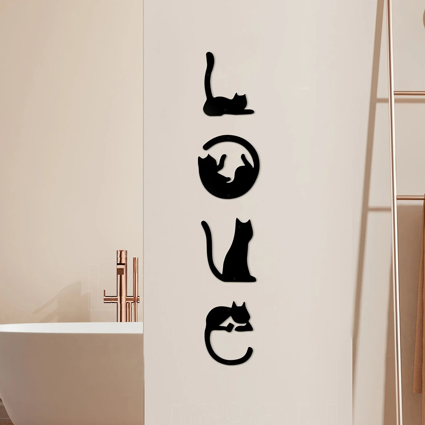 Home Decor Y2K - HelloYoung-Cute Cat Metal Wall Decor, Arte