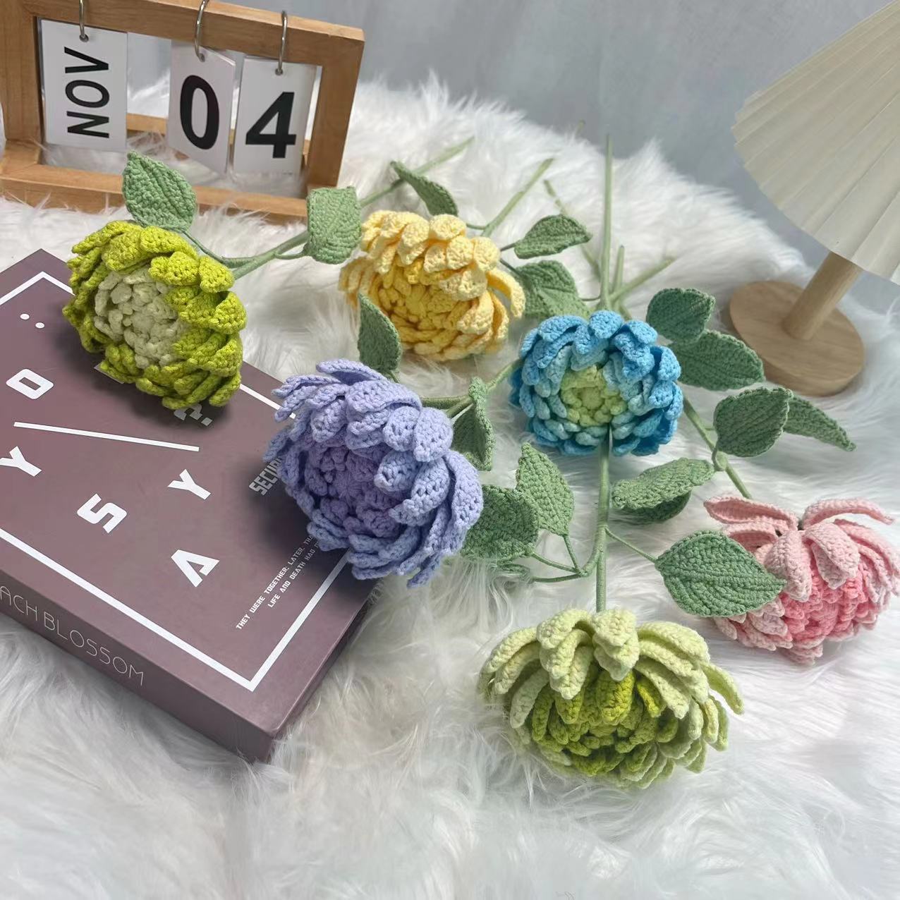 Yarn Home Decor - Dahlia produtos acabados buquê artesanal decoração