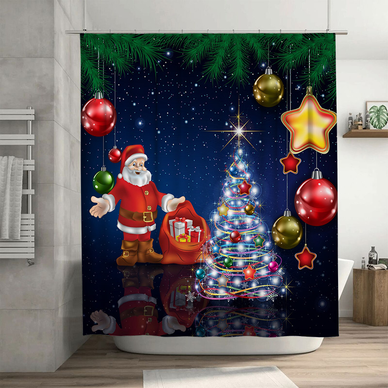 Home Xmas Decor Ideas - Tu cortina de chuveiro de natal
