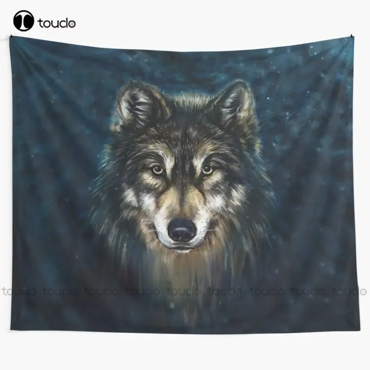 Home Decor Website Free - Tapeçaria artística de rosto de lobo,