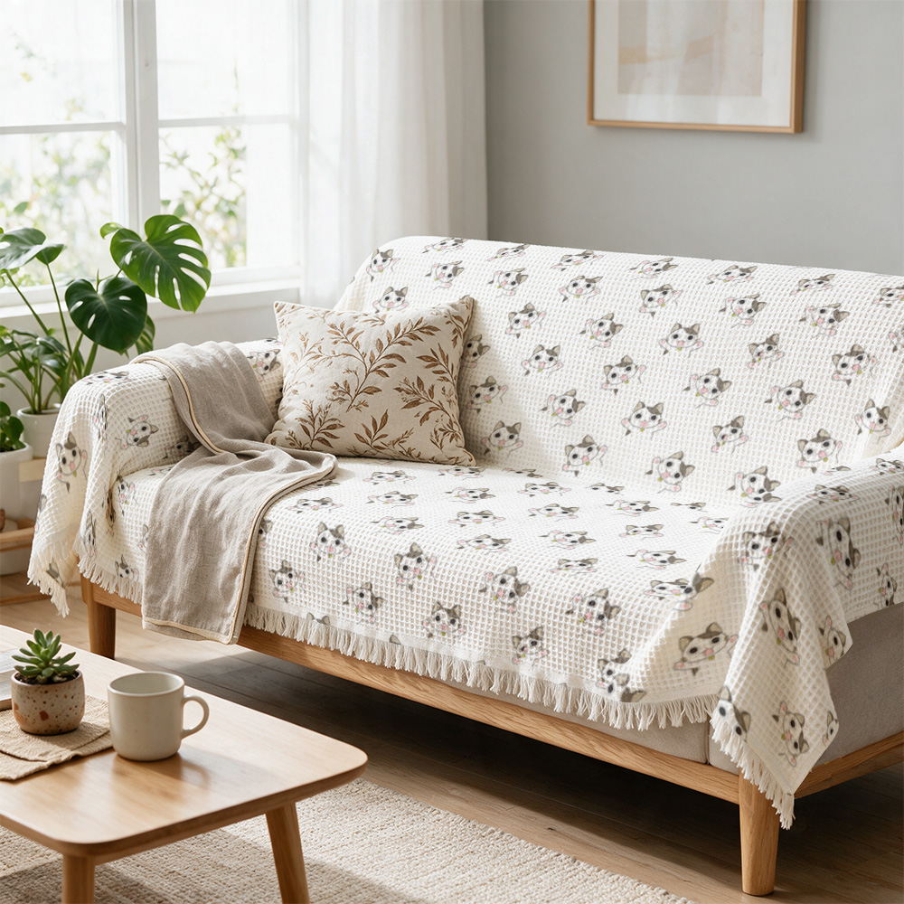 Neutral Throw Blanket - Manta Decorativa Aconchegante com Estampa Floral