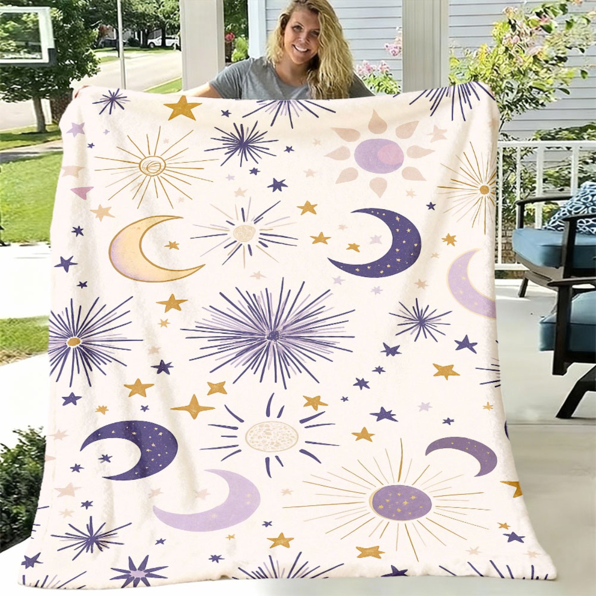 Neutral Throw Blanket - Manta Decorativa com Estampa Repetida de