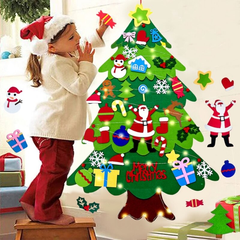 Home Xmas Decor Ideas - Crianças diy feltro conjunto de árvore
