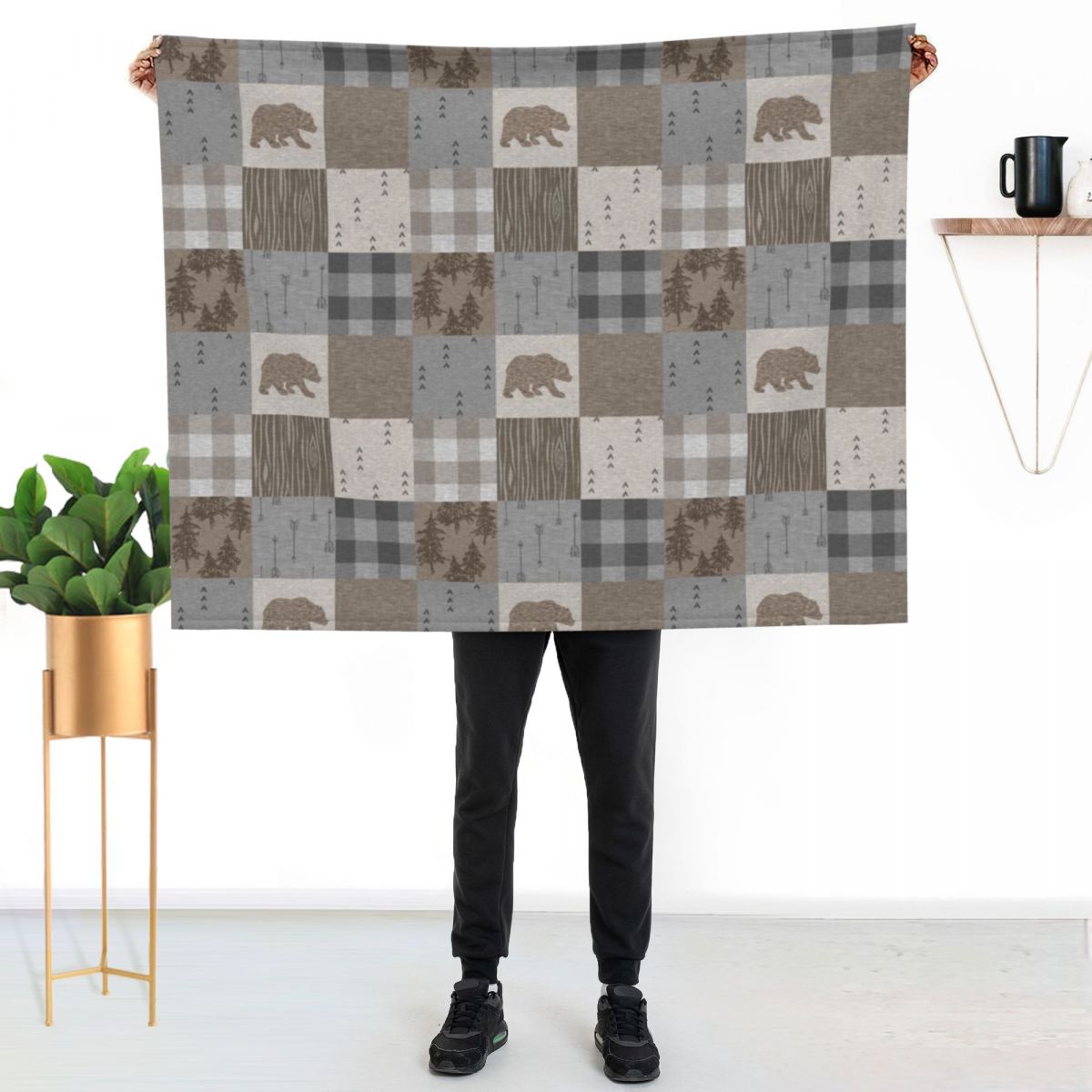 Manta de Patchwork com Urso -  - Neutral Throw Blanket avaliação e preço