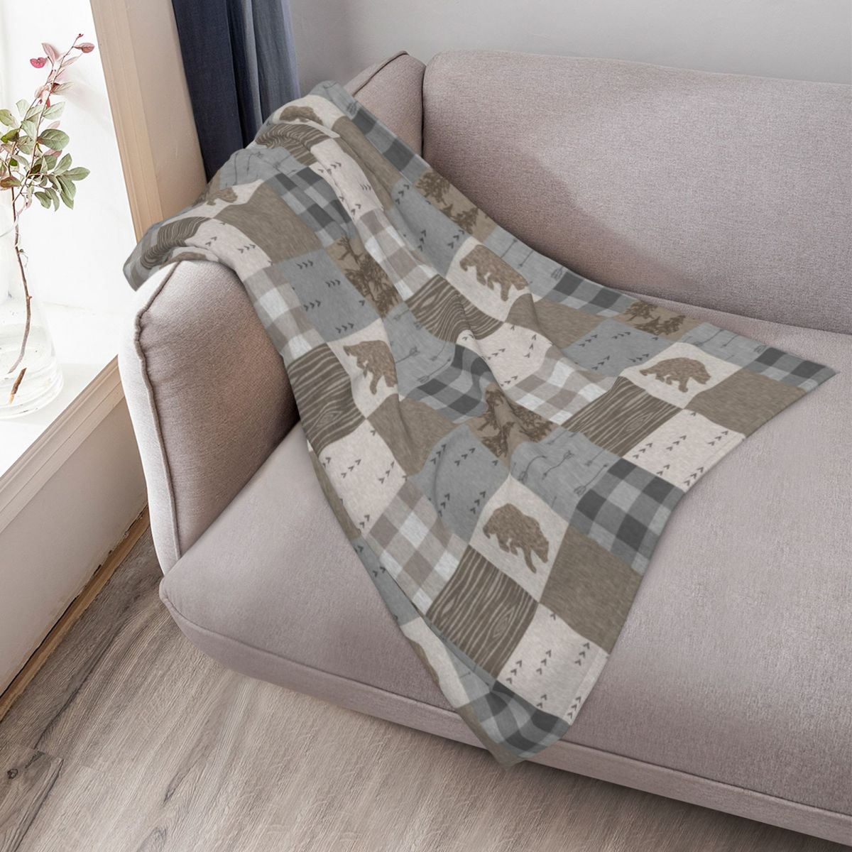 Manta de Patchwork com Urso -  - Neutral Throw Blanket avaliação e preço