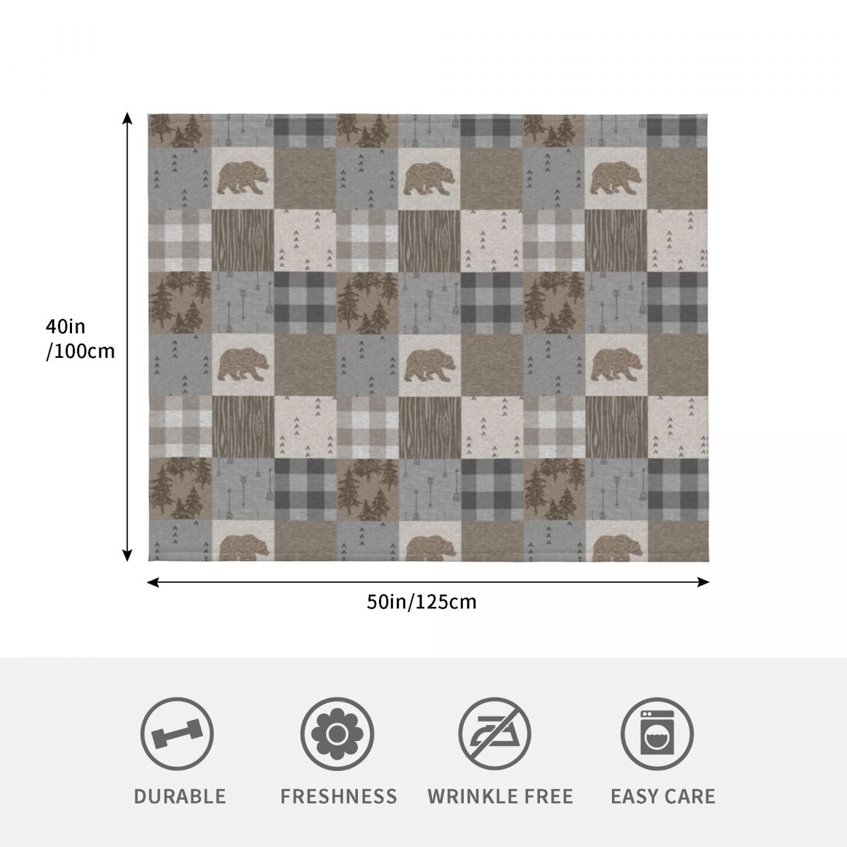 Manta de Patchwork com Urso -  - Neutral Throw Blanket avaliação e preço