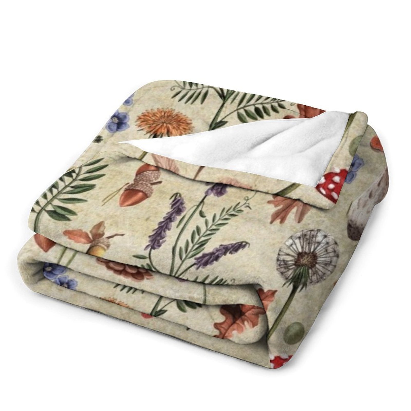 Cogumelos botânicos retrô, flo - Neutral Throw Blanket avaliação e preço