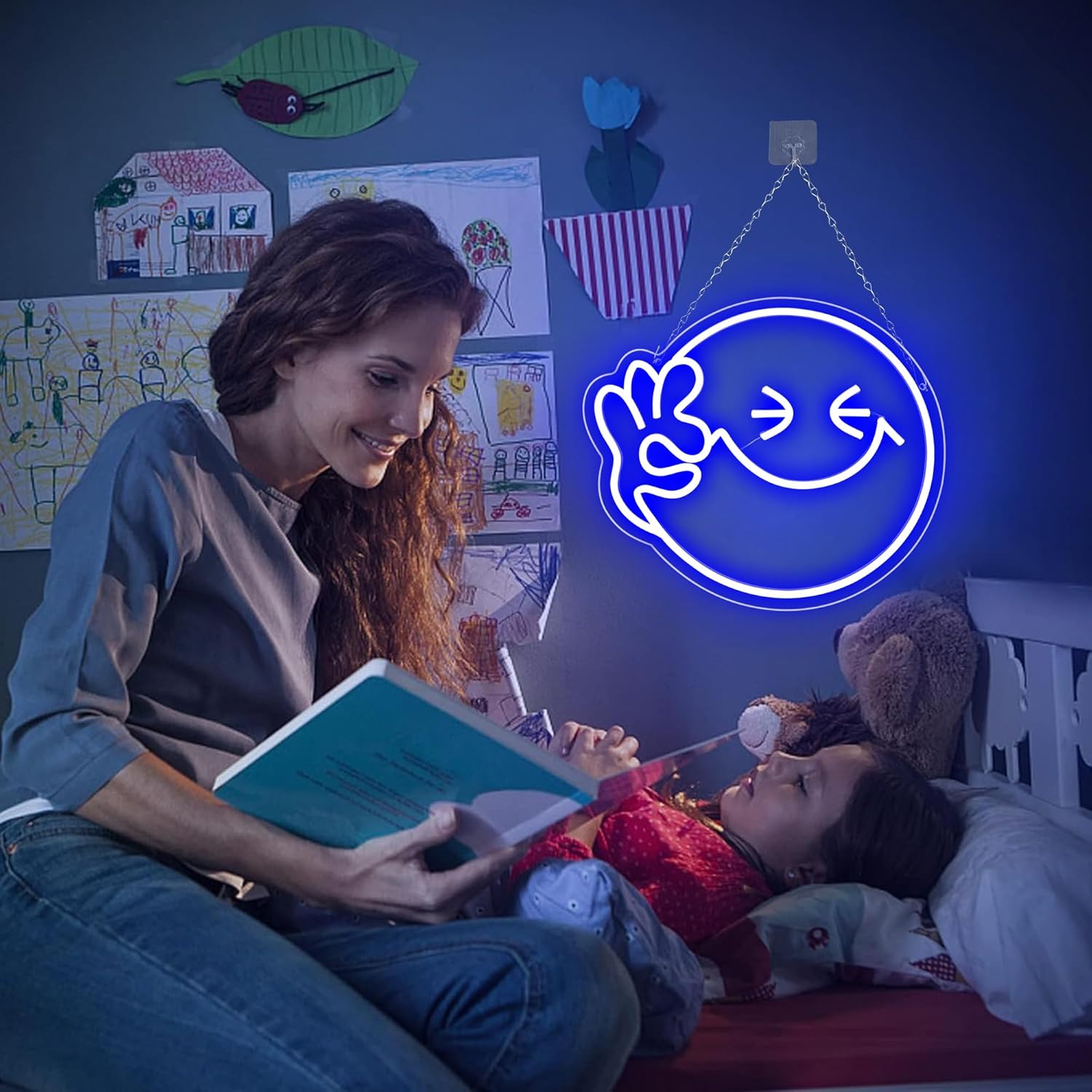 Emoji sorriso ok sinal de néon - Home Decor Emoji avaliação e preço