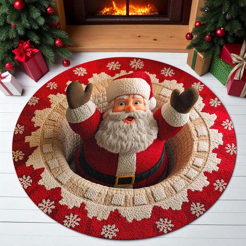 Capacho redondo de Papai Noel  - Home Xmas Decor Ideas avaliação e preço