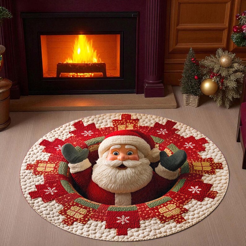 Capacho redondo de Papai Noel  - Home Xmas Decor Ideas avaliação e preço