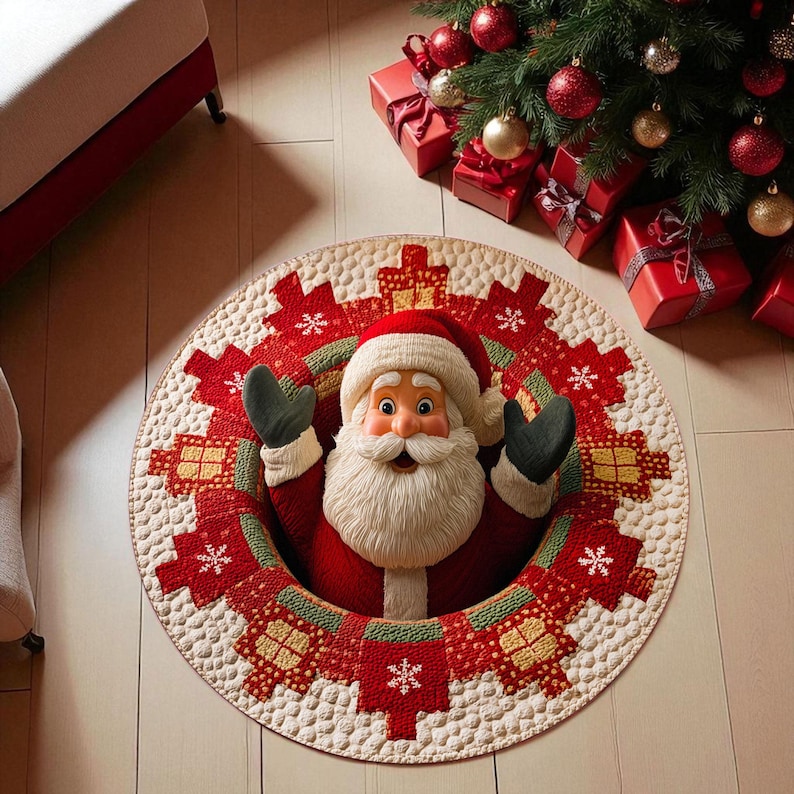 Capacho redondo de Papai Noel  - Home Xmas Decor Ideas avaliação e preço