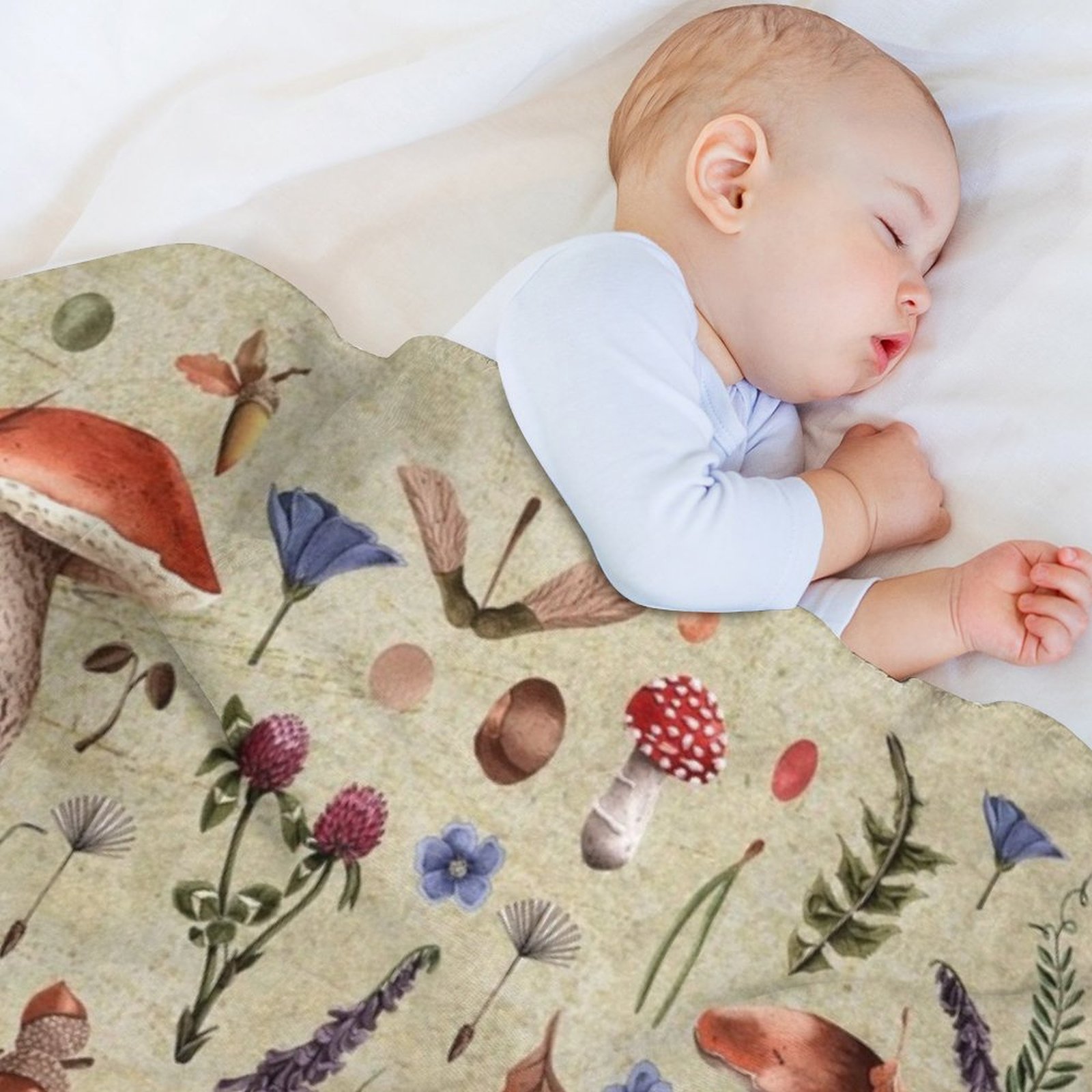 Cogumelos botânicos retrô, flo - Neutral Throw Blanket avaliação e preço
