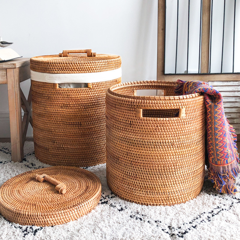Cesto de Roupa em Rattan, Cest - Home Decor Hampers avaliação e preço
